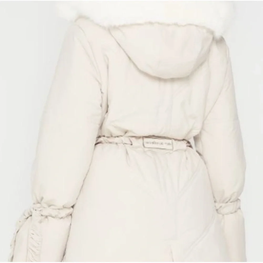 Maniere De Voir Black Puffer Jacket with Faux Fur Trim - Picture 5 of 13